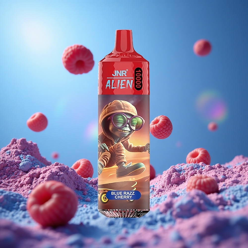 JNR Alien 10000 Puffs Blå Hallon Körsbär med 850mAh Batterikapacitet och Typ-C Snabbladdning partihandel Sverige