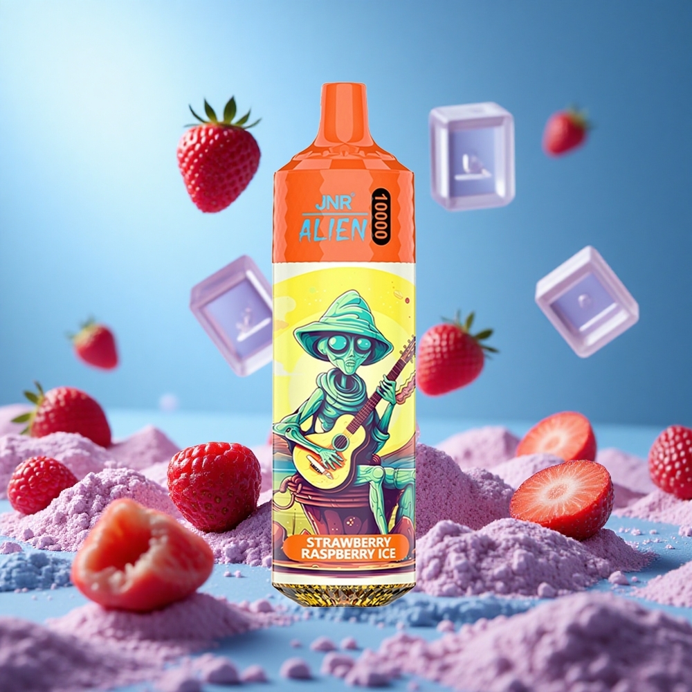 JNR Alien 10000 Puffs Jordgubb Hallon Is med 850mAh Batterikapacitet och 1.2 Ohm Mesh Coil partihandel Sverige