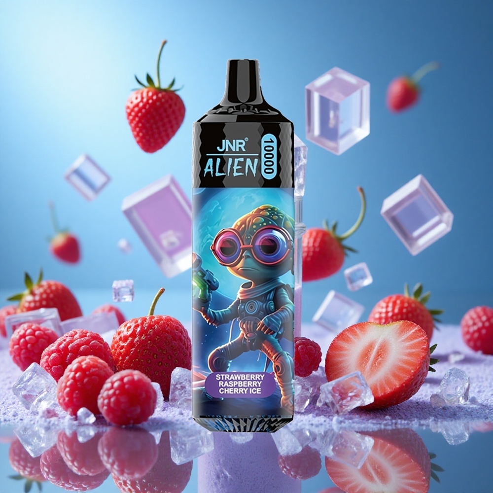 JNR Alien 10000 Puffs Jordgubb Hallon Körsbär Is med 850mAh Batterikapacitet och 20ml E-vätska partihandel Sverige