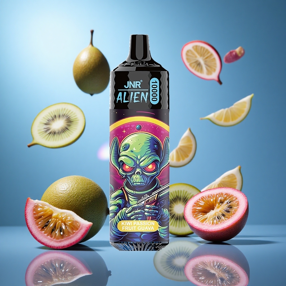 JNR Alien 10000 Puffs Kiwi passionsfrukt guava 850mAh Batterikapacitet Typ-C Snabbladdning partihandel Sverige