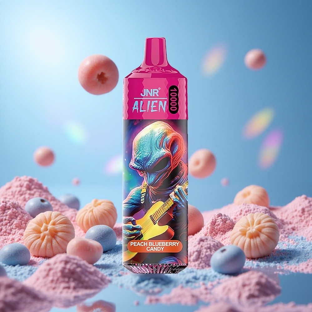 JNR Alien 10000 Puffs Persika Blåbär Godis 850mAh Batterikapacitet LED (RGB) partihandel Sverige