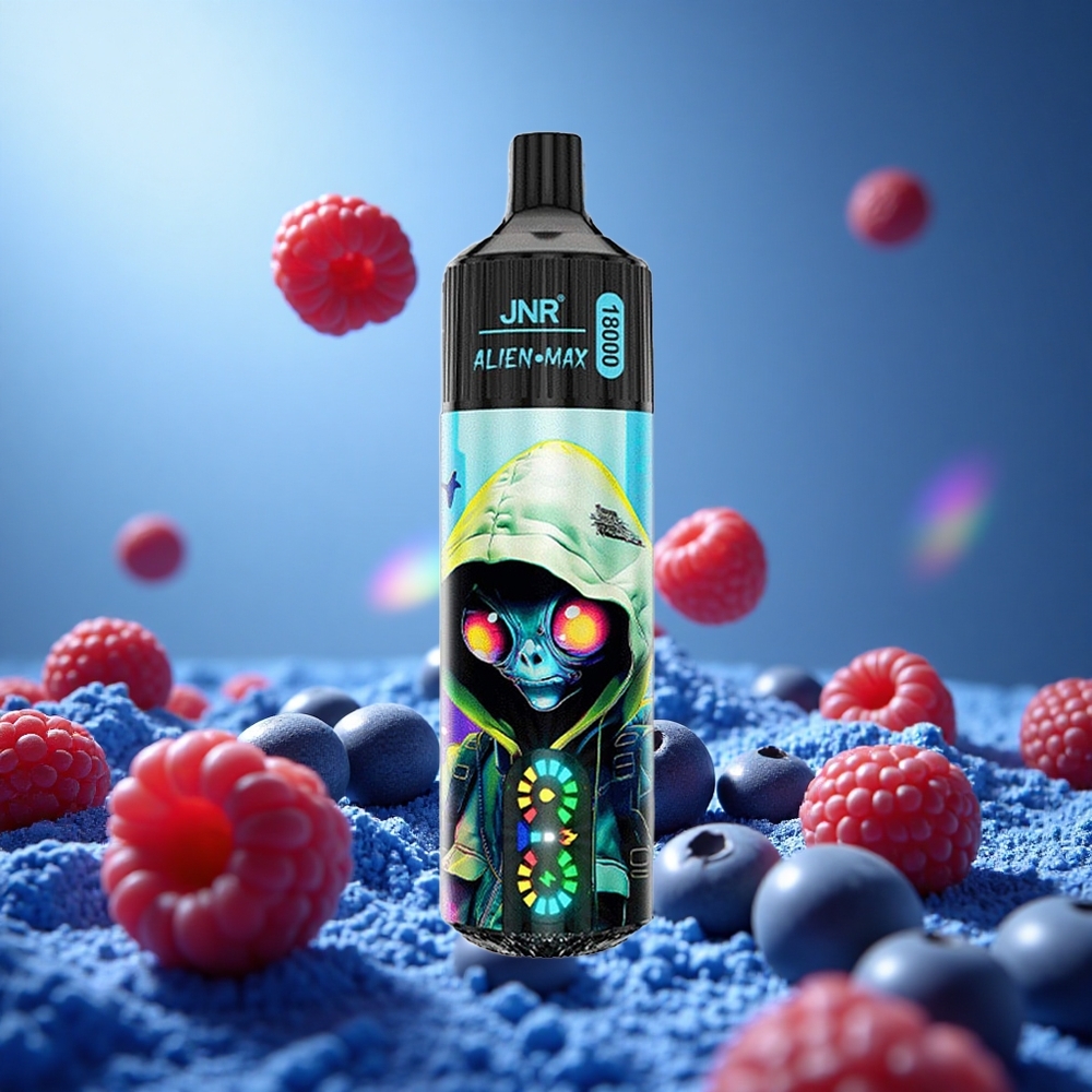 JNR Alien Max 18000 Puffs Blåbär Hallon Smart LED-display Dual Mesh Coil & Dual Core partihandel Sverige