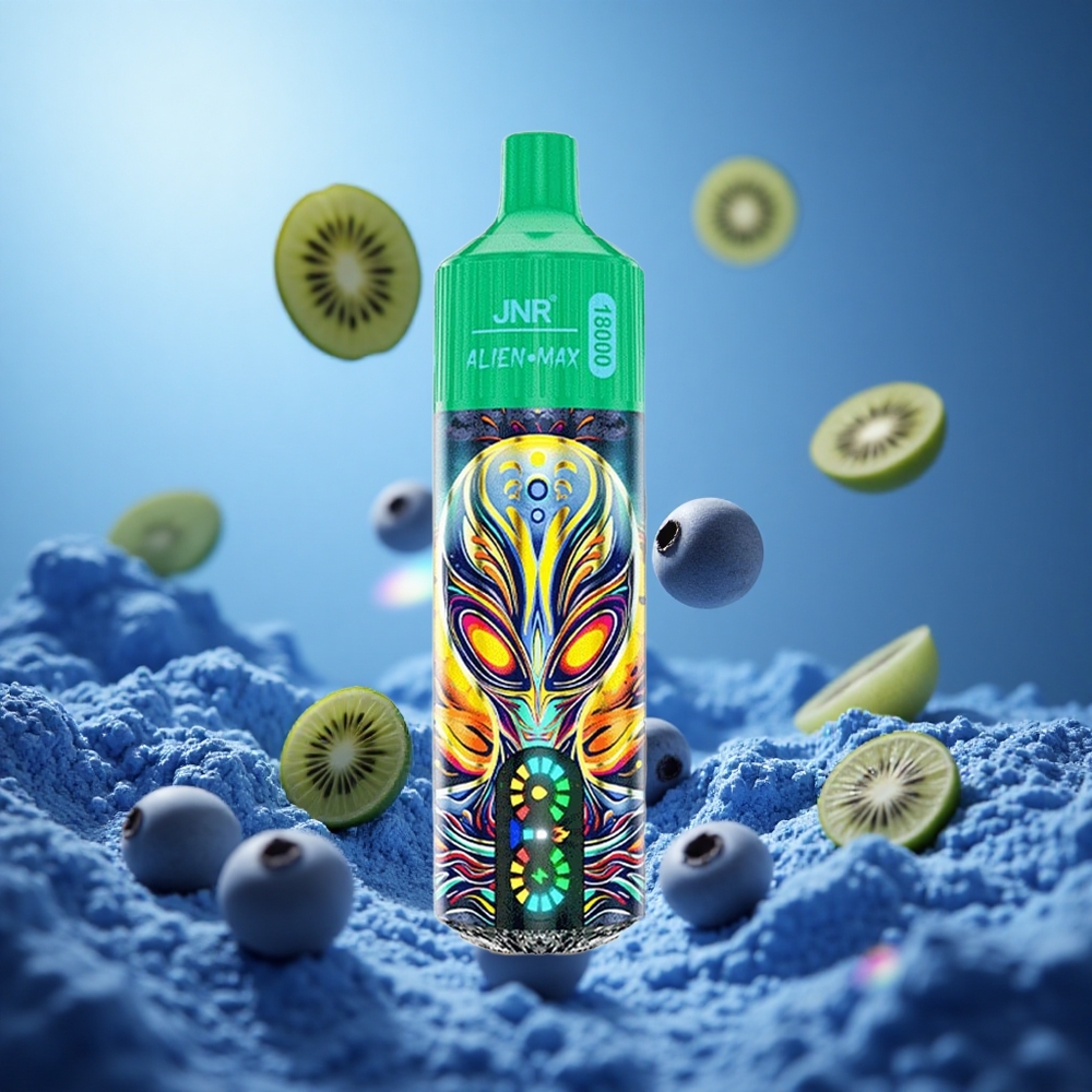 JNR Alien Max 18000 Puffs Blåbär Kiwi Smart LED-display Dual Mesh Coil & Dual Core partihandel Sverige