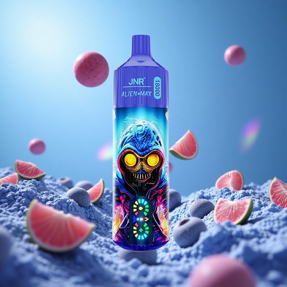 JNR Alien Max 18000 Puffs Blåbär Tuggummi Smart LED-skärm Dual Mesh Coil & Dual Core partihandel Sverige