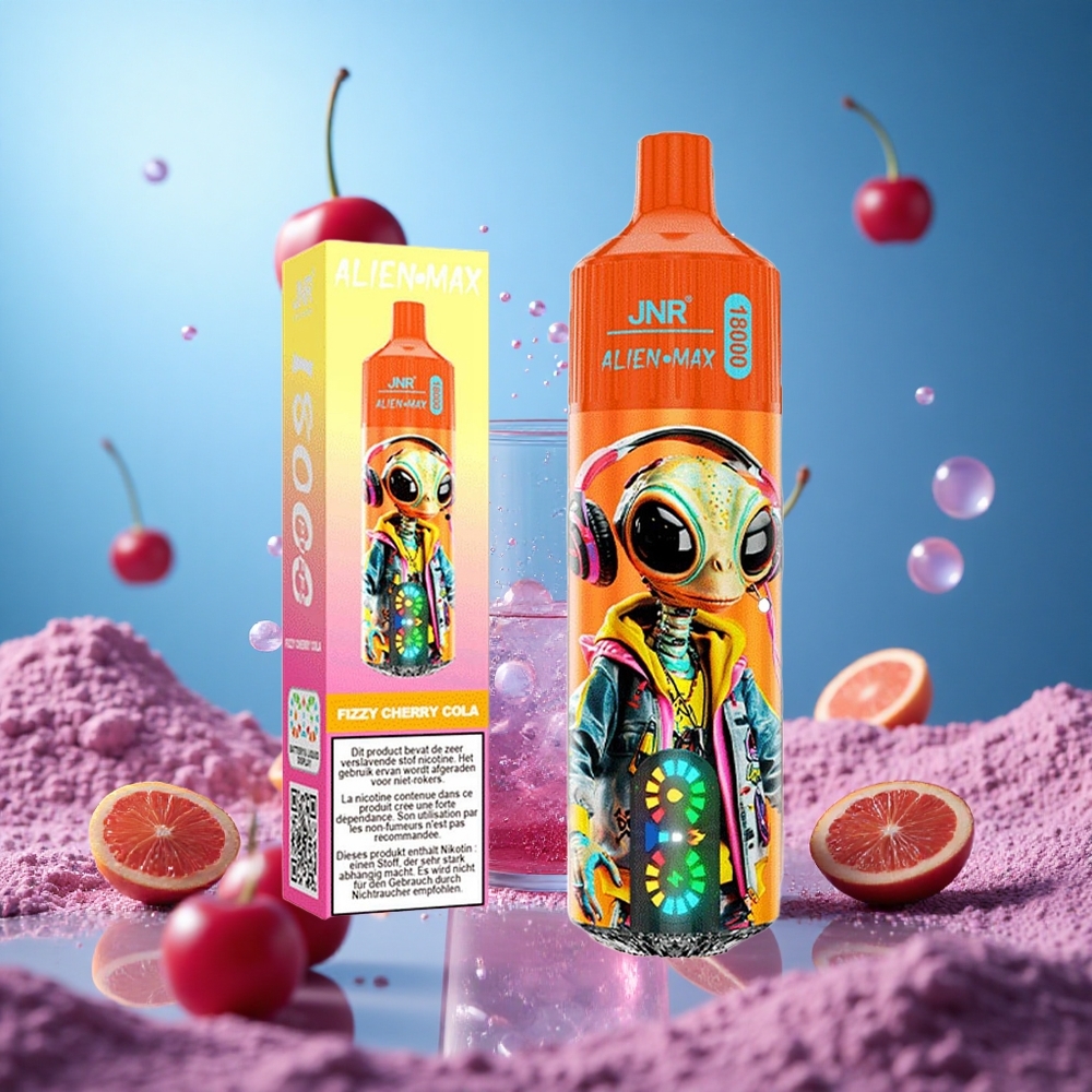JNR Alien Max 18000 Puffs Fizzy Cherry Cola Smart LED-skärm Dual Mesh Coil & Dual Core partihandel Sverige