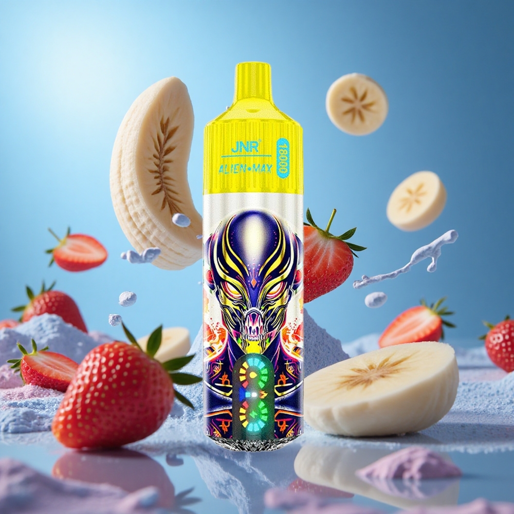 JNR Alien Max 18000 Puffs Jordgubb Banan Smart LED-display Typ-C Snabbladdning partihandel Sverige
