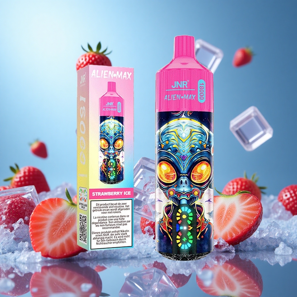 JNR Alien Max 18000 Puffs Jordgubb Is Smart LED Display Dual Mesh Coil & Dual Core partihandel Sverige