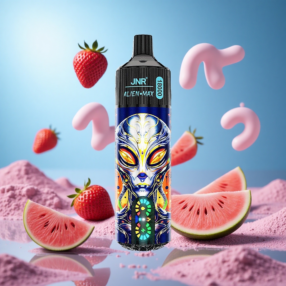 JNR Alien Max 18000 Puffs Jordgubb Vattenmelon Tuggummi Smart LED-display 850mAh Batterikapacitet partihandel Sverige