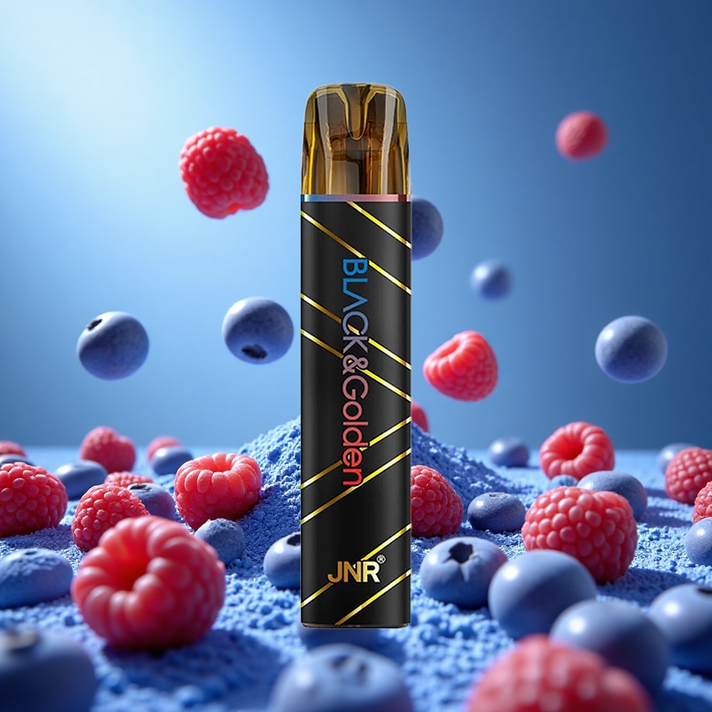 JNR Black&Golden 800 Puffs Blåbär Sur Hallon 550mAh Batterikapacitet 2ml E-Vätskekapacitet partihandel Sverige