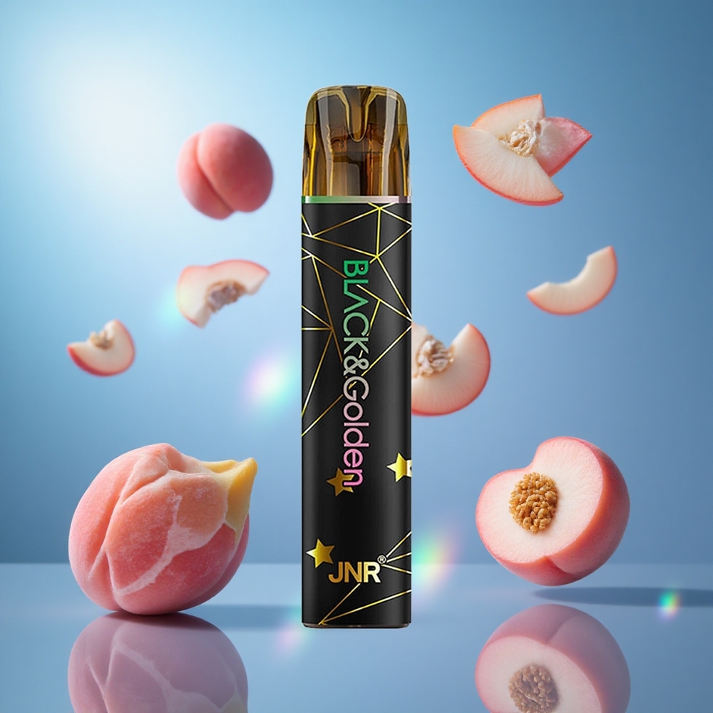 JNR Black&Golden 800 Puffs Persika Engångs Ecigg 550mAh Batterikapacitet 2ml E-Vätska Kapacitet partihandel Sverige