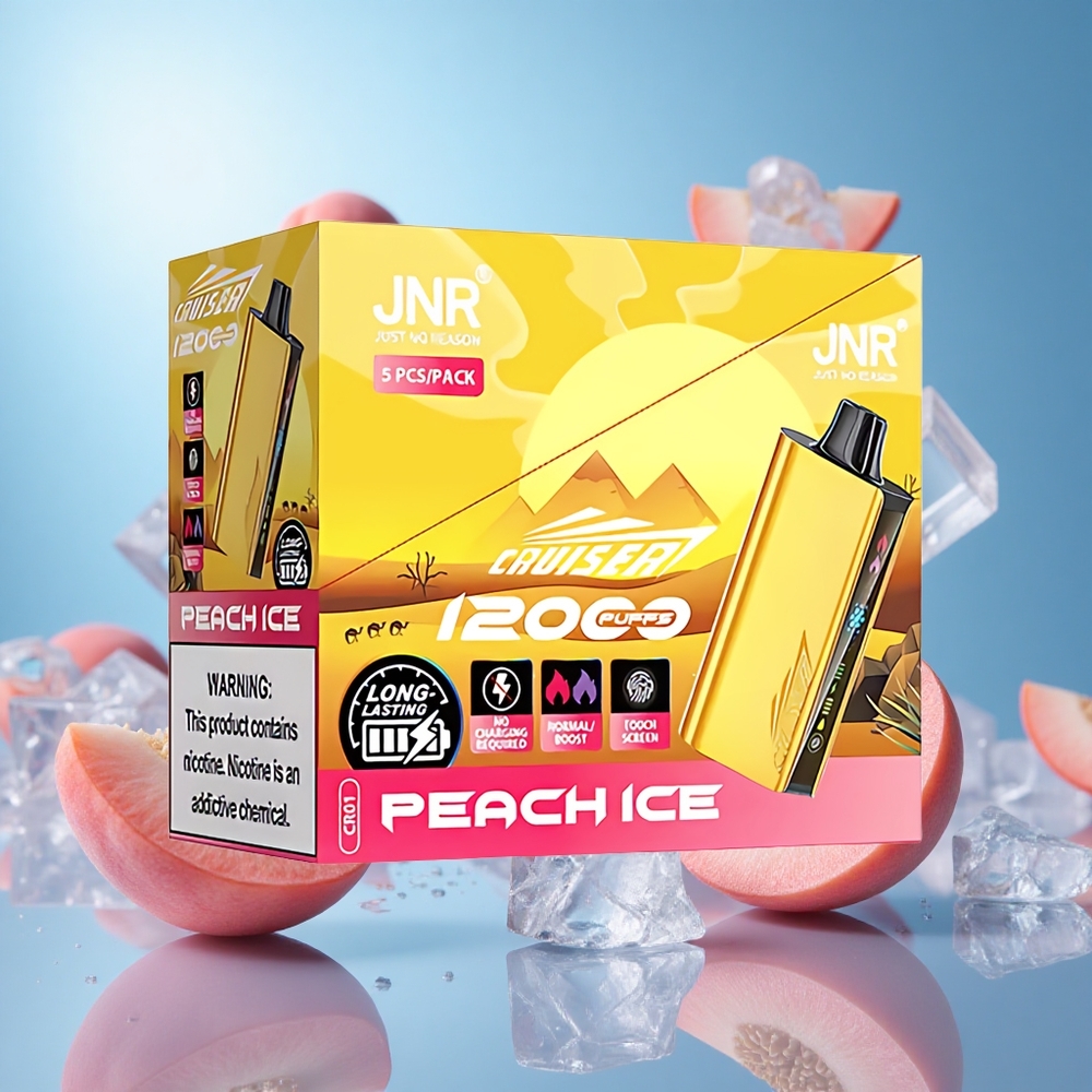 JNR Cruiser 12000 Puffs Persika Is Engångsvape Med Inbyggt 3500 mAh Batteri Och 25ml E-vätska partihandel Sverige