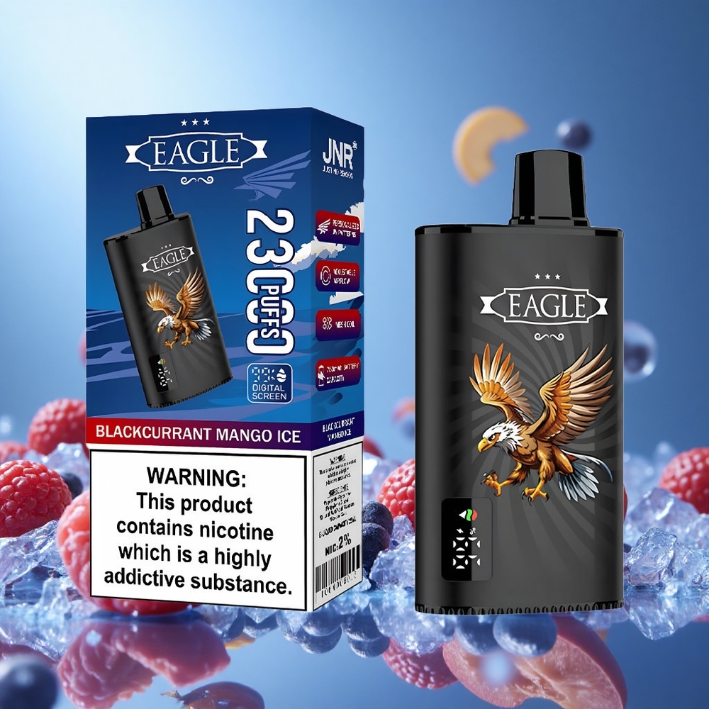 JNR EAGLE Smart 23000 Puffs Svartvinbär Mango Is med Digital Skärm & Justerbar Luftflöde partihandel Sverige