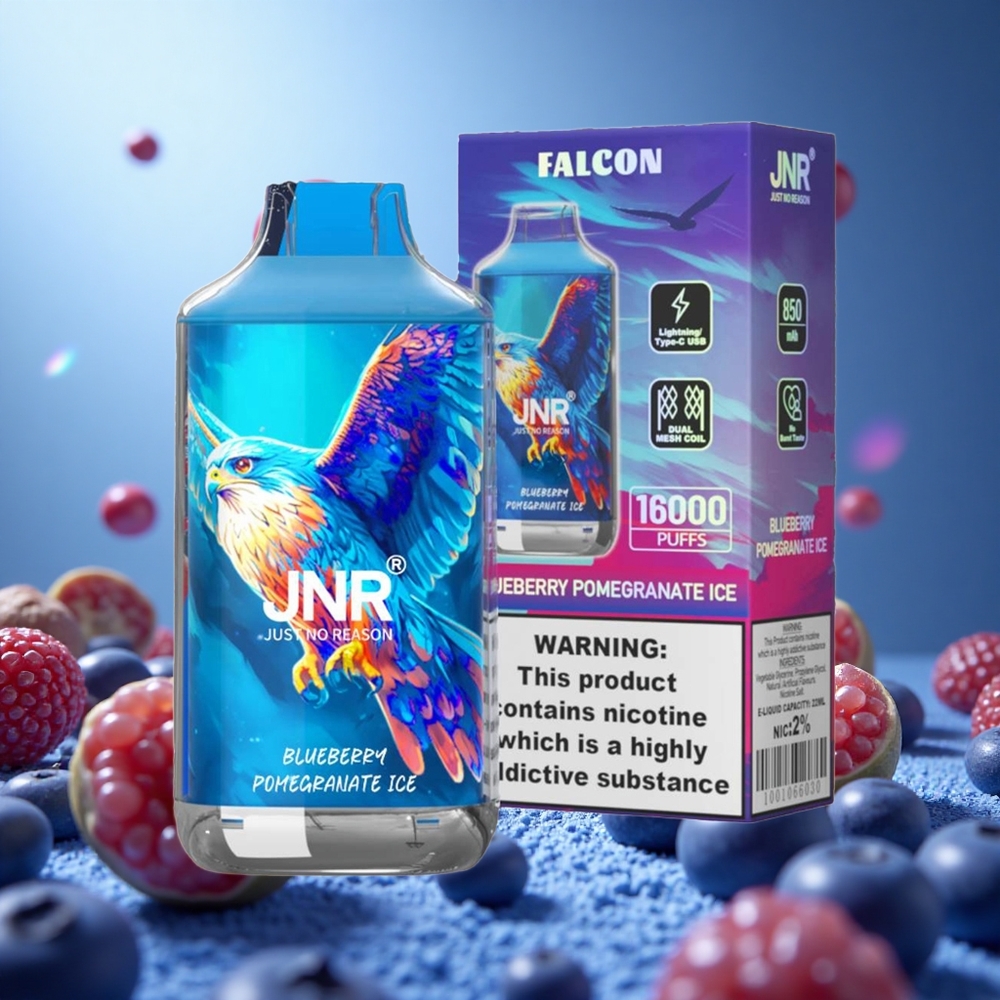 JNR Falcon 16000 Puffs Blåbär Granatäpple Is med 850 mAh Batteri och 22ml E-vätska partihandel Sverige