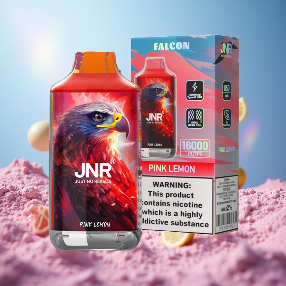 JNR Falcon 16000 Puffs Dual Mesh Coil Rosé Citron Type C & Lightning partihandel Sverige