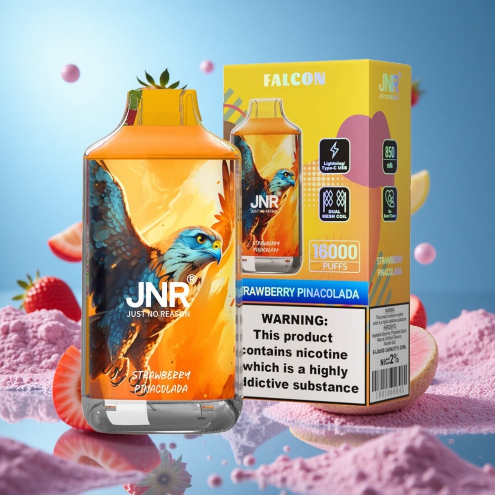 JNR Falcon 16000 Puffs Jordgubb Pina Colada 850 mAh Batterikapacitet 22ml E-vätskekapacitet partihandel Sverige