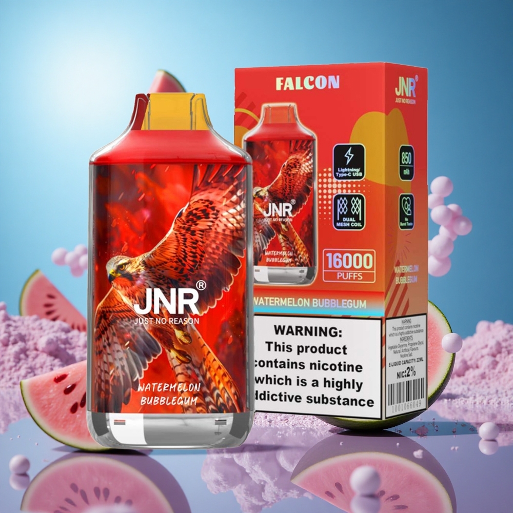 JNR Falcon 16000 Puffs Vattenmelon Tuggummi 850 mAh Batteri 22ml E-vätska partihandel Sverige