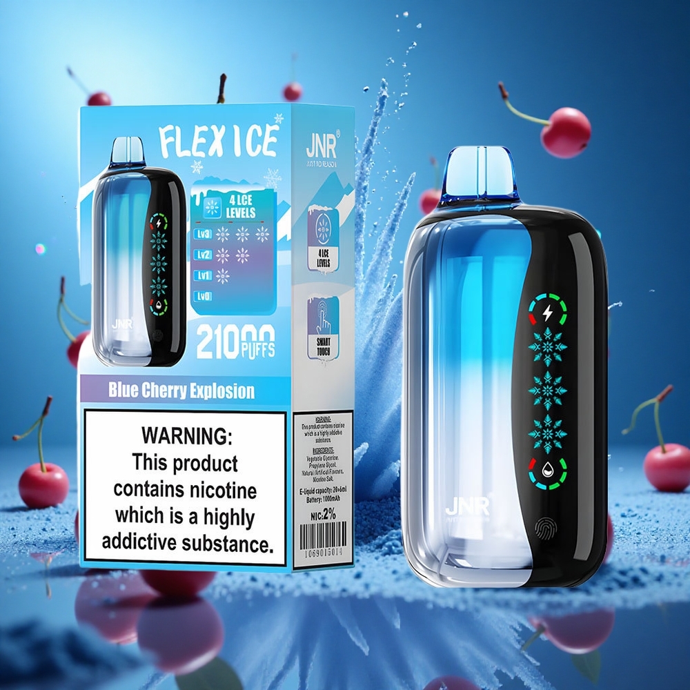JNR Flex Ice 21000 Puffs Engångsvape Blå Körsbärsexplosion Anpassningsbar Luftflöde partihandel Sverige