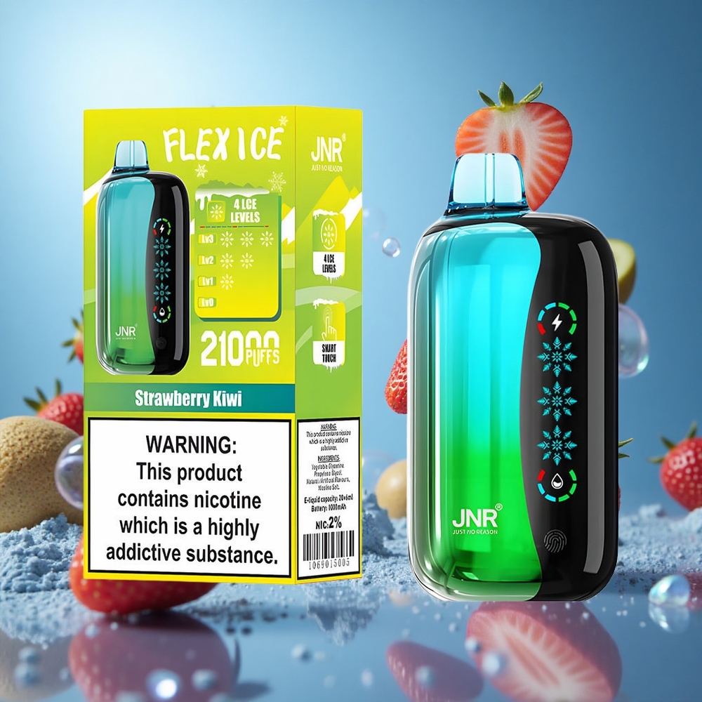 JNR Flex Ice 21000 Puffs Engångsvape Jordgubb Kiwi Justerbar Is 26ml E-vätska partihandel Sverige