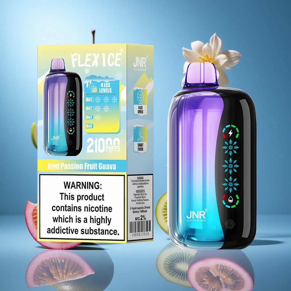 JNR Flex Ice 21000 Puffs Engångsvape Kiwi Passionfrukt Guava Justerbar Luftflöde Touchskärm partihandel Sverige