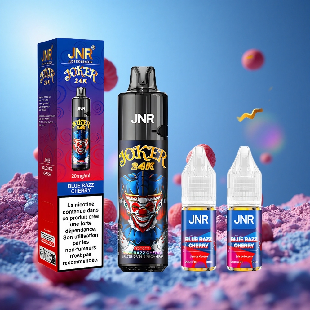 JNR Joker 24K Puffs Blå Hallon Körsbär 2% nikotin 800mAh batteri partihandel Sverige
