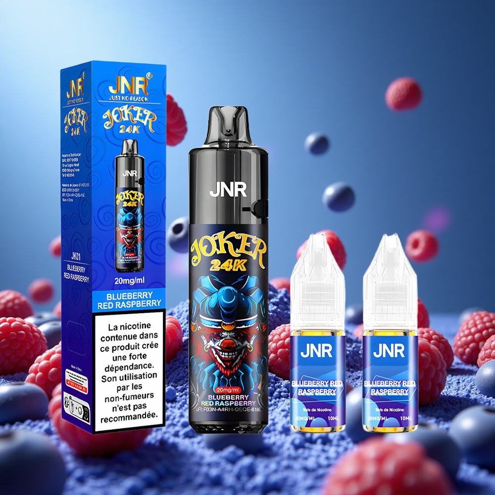 JNR Joker 24K Puffs Blåbär Röd Hallon 2+10ml Fyllningsbar Pod 800mAh Batteri partihandel Sverige