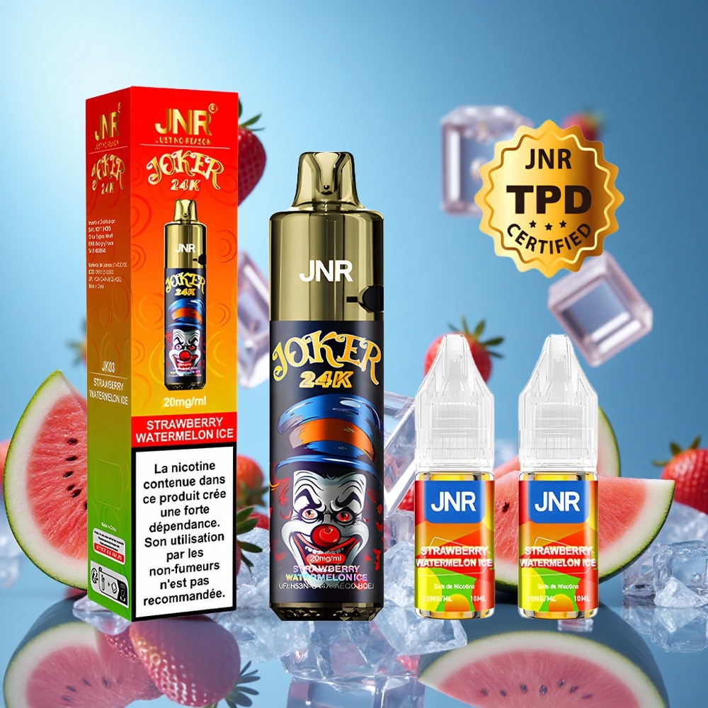 JNR Joker 24K Puffs Jordgubb Vattenmelon Is 800mAh Batteri 2% nikotininnehåll partihandel Sverige
