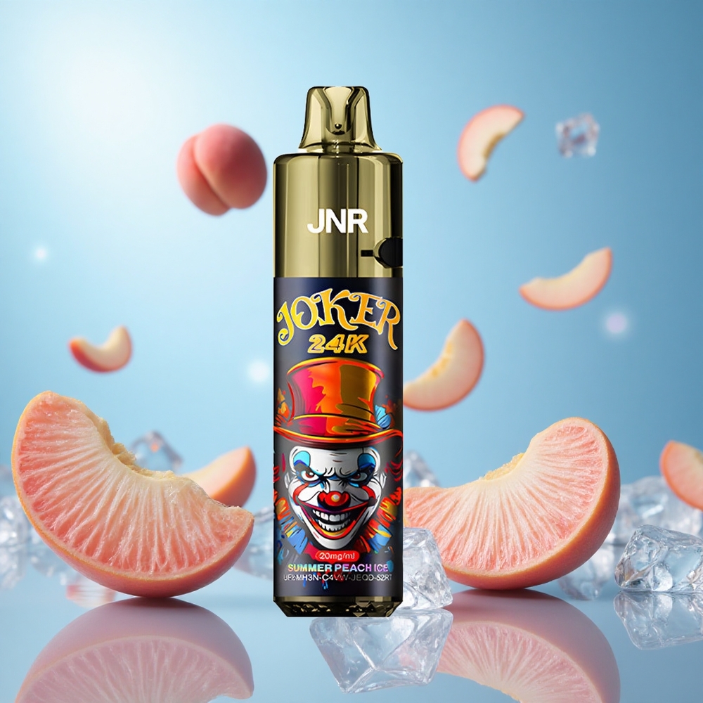 JNR Joker 24K Puffs Sommar Persika Is 2+10ml Fylld Pod Synlig E-vätska Nivåer partihandel Sverige