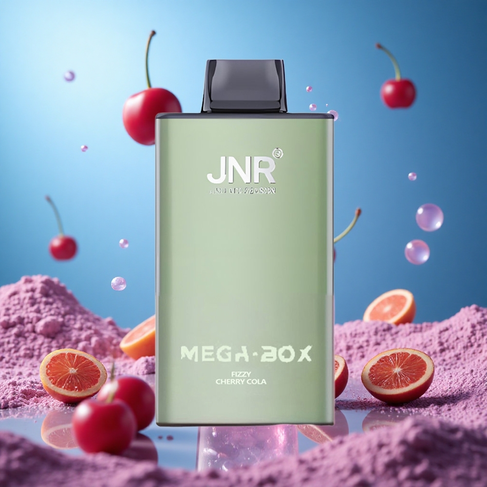 JNR Mega Box 25000 Puffs 30ml E-vätska Engångsvape Frisk Körsbärskola partihandel Sverige