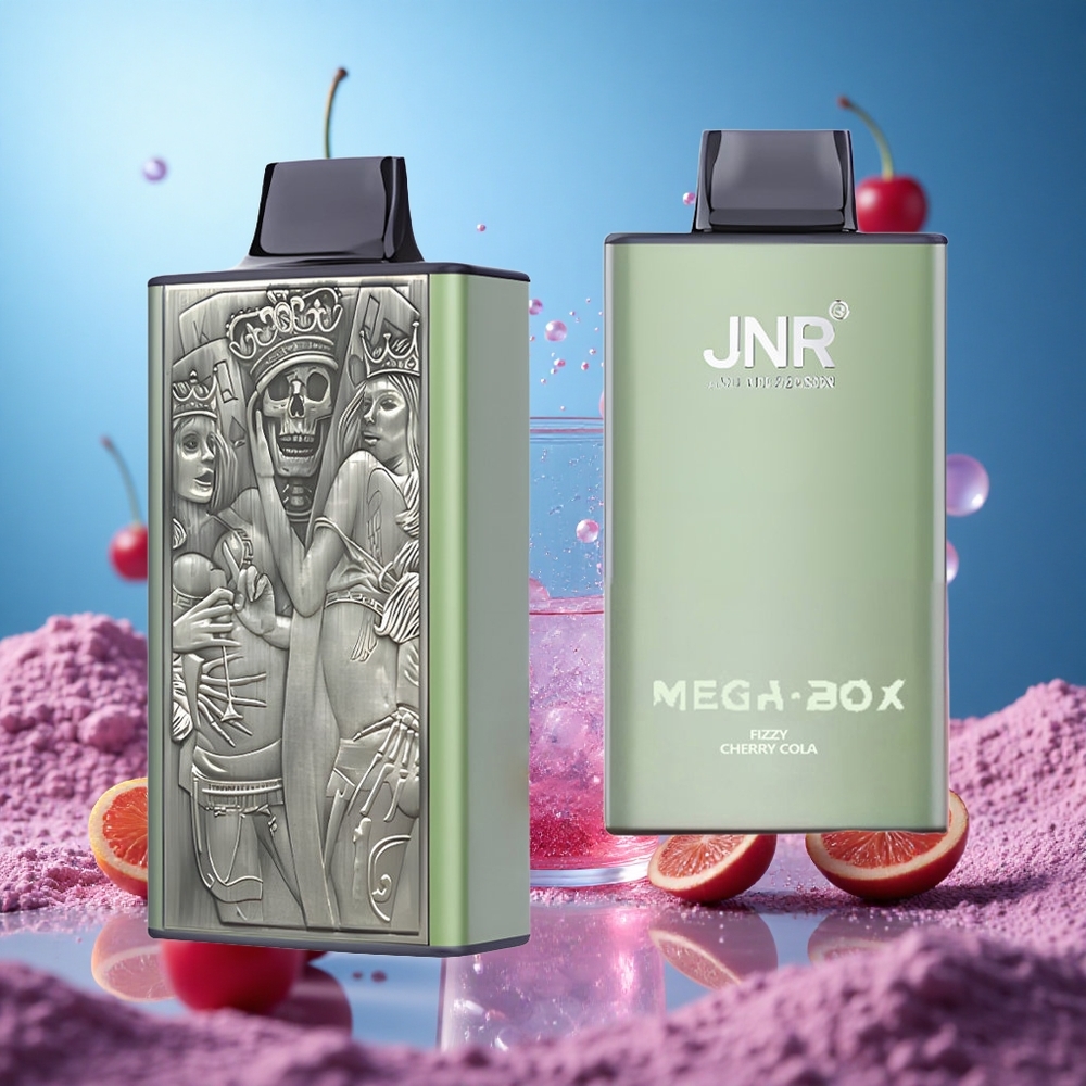 JNR Mega Box 25000 Puffs 30ml E-vätska Engångsvape Frisk Körsbärskola partihandel Sverige