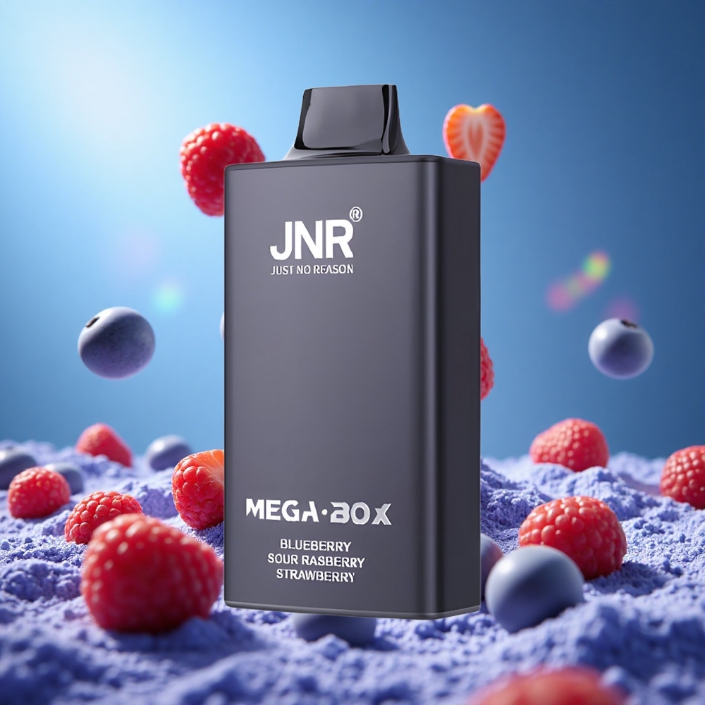 JNR Mega Box 25000 Puffs 30ml E-vätske Kapacitet Blåbär Sur Hallon Jordgubb partihandel Sverige