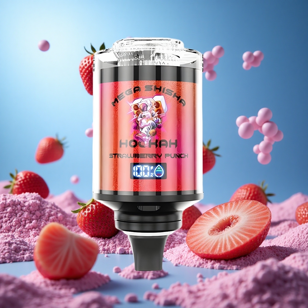 JNR Mega Shisha Hookah 100000 Puffs Jordgubbspunch 60ml e-Vätskevolym 2200mAh Omladdningsbart Batteri partihandel Sverige