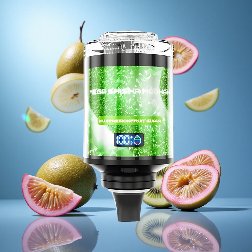 JNR Mega Shisha Hookah 100000 Puffs Kiwi Passionsfrukt Guava 2200mAh Uppladdningsbart Batteri Justerbar Luftflöde partihandel Sverige