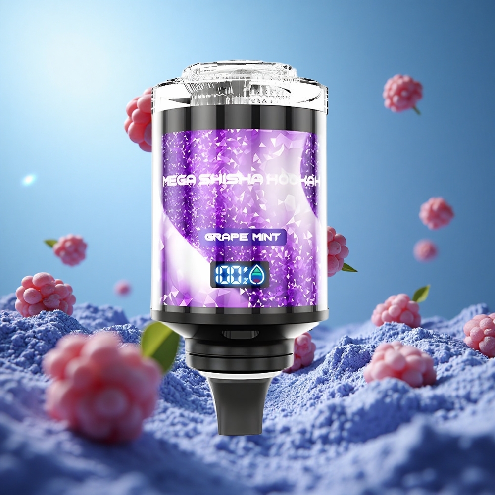 JNR Mega Shisha Hookah 100000 blossor Druva Mynta 60ml e-Vätske Kapacitet 2200mAh Uppladdningsbart Batteri partihandel Sverige