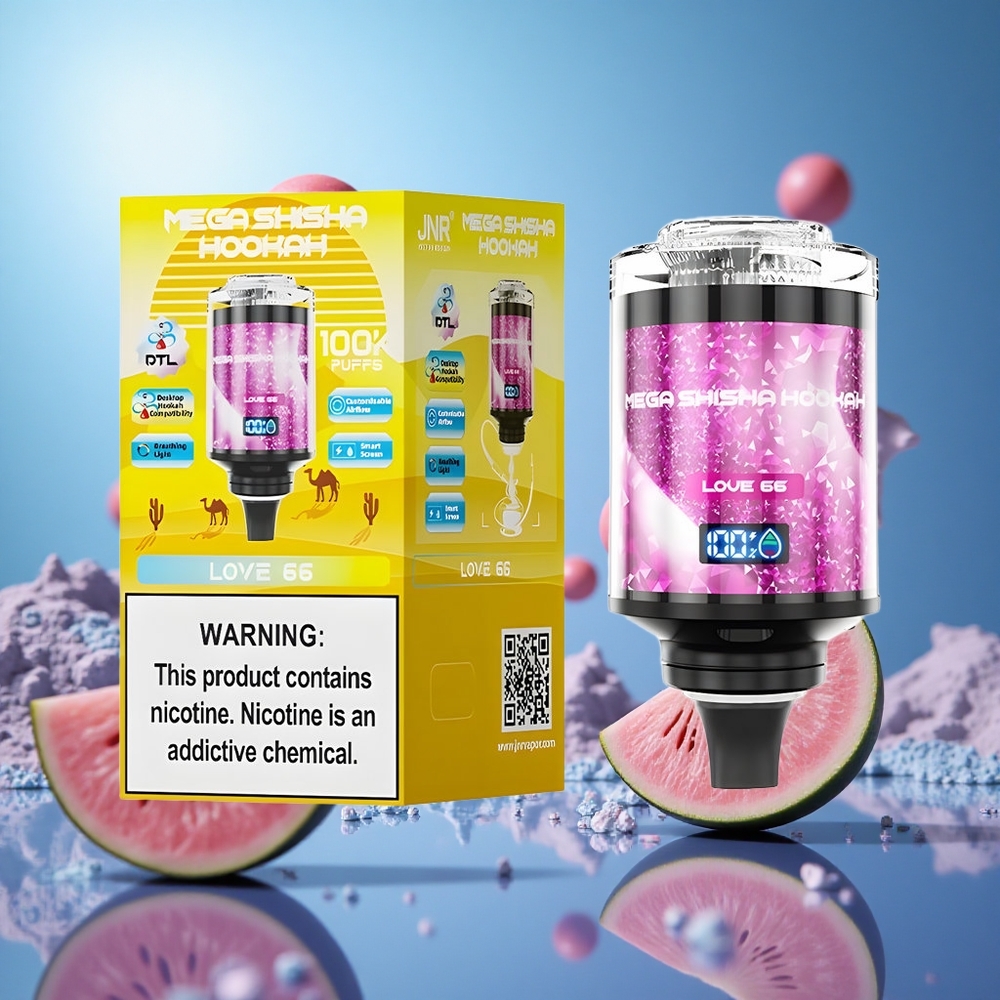 JNR Mega Shisha Hookah 100K Desktop Compatibility Love 66 100 000 Puffs 60ml e-vätska partihandel Sverige