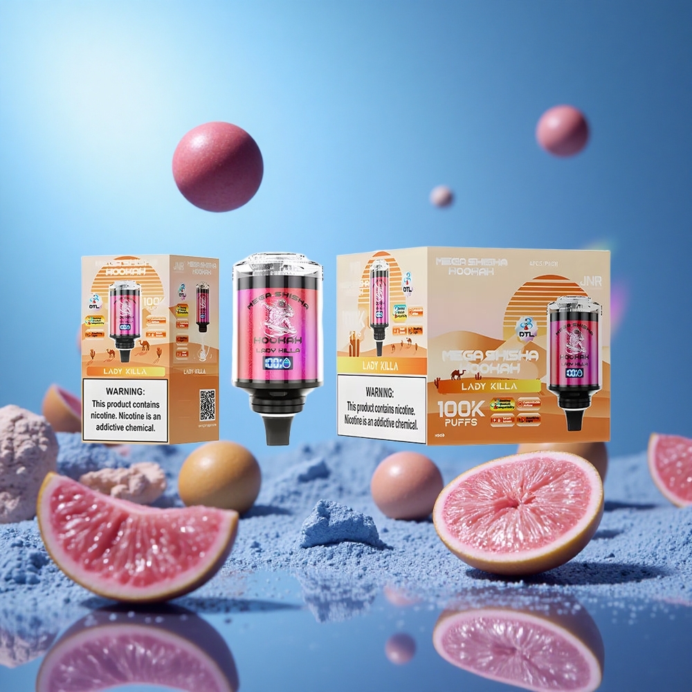 JNR Mega Shisha Hookah 100K Lady Killa 60ml e-Vätske Kapacitet 2200mAh Uppladdningsbart Batteri partihandel Sverige