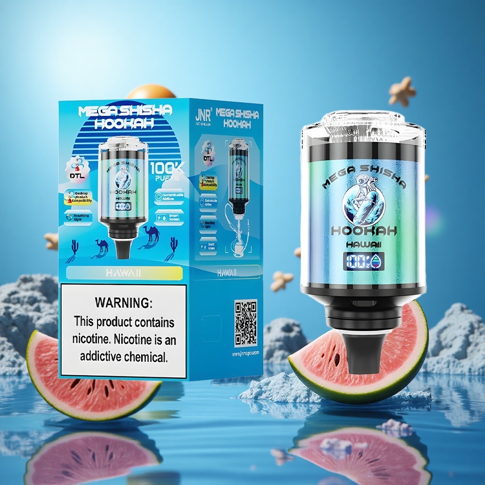 JNR Mega Shisha Hookah 100 000 Puffs Hawaii 60ml e-vätskekapacitet partihandel Sverige