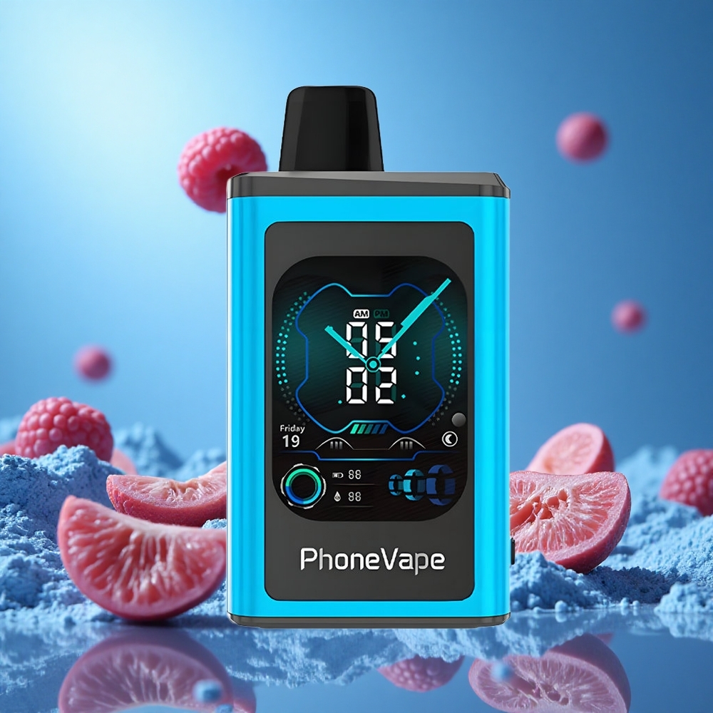 JNR PhoneVape 30000 Puffs Blå Hallon Is Full Display Skärm App Kontrollerad partihandel Sverige