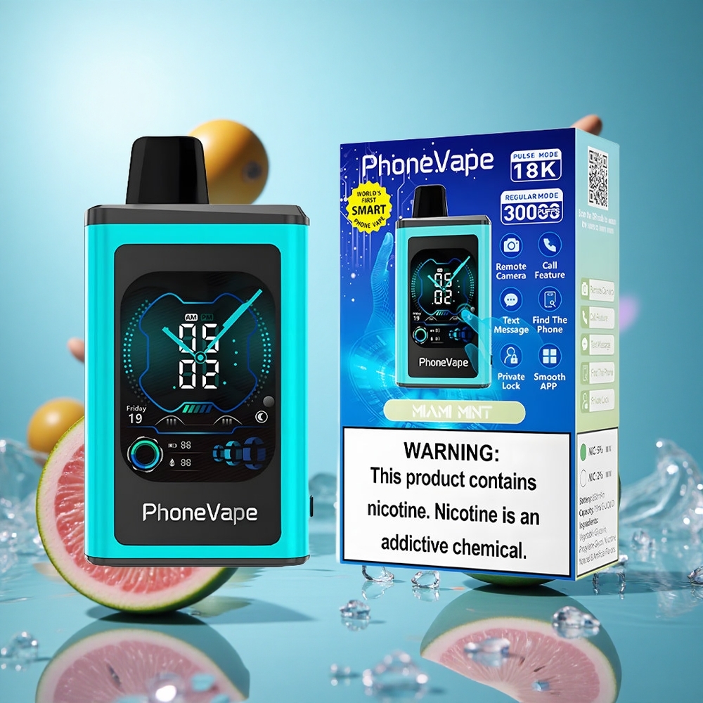 JNR PhoneVape 30000 Puffs Miami Mynta Justerbar Luftflöde Appstyrd partihandel Sverige