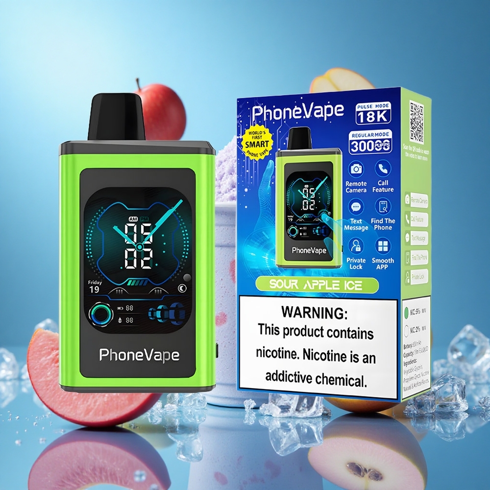 JNR PhoneVape 30000 Puffs Sur Äpple Is Justerbar Luftflöde Appstyrd partihandel Sverige