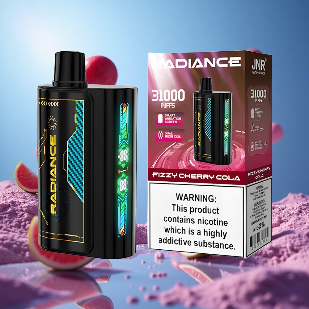 JNR Radiance 31000 Puffs 28ml E-vätska Fizzy Körsbärs Cola Smart Animation Screen partihandel Sverige