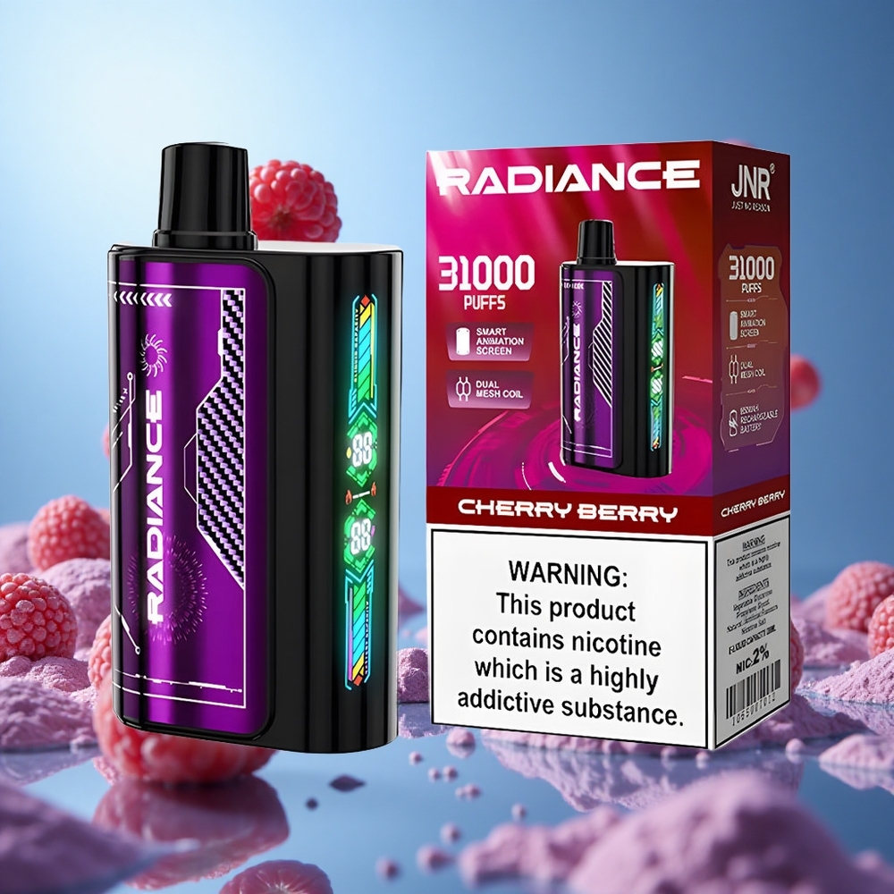 JNR Radiance 31000 Puffs Engångsvape Körsbär Bär 28ml E-vätska 950 mAh Uppladdningsbart Batteri partihandel Sverige