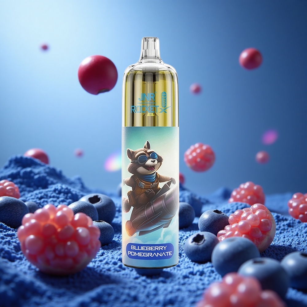 JNR Rocket-X 12400 Puffs Blåbär Granatäpple Justerbar Luftflöde RGB-belysning partihandel Sverige