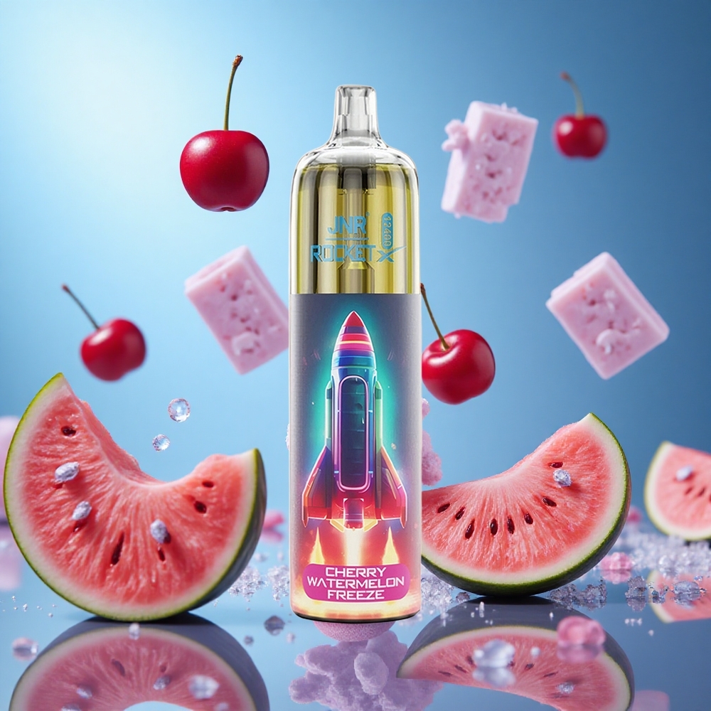 JNR Rocket-X 12400 Puffs Körsbär Vattenmelon Freeze Justerbar Luftflöde RGB-belysning partihandel Sverige