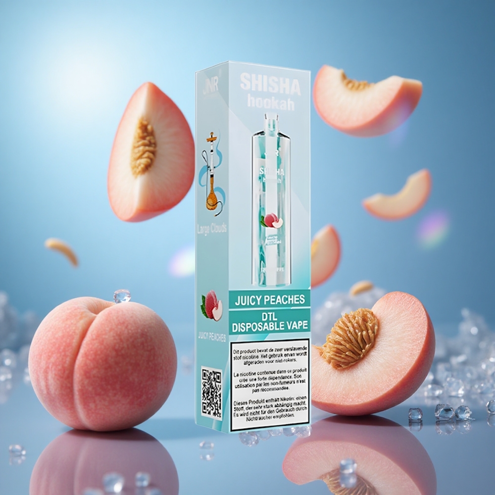 JNR Shisha Hookah 12000 Puffs Juicy Peaches (Persikor) 24ml E-vätska & 750mAh Batteri partihandel Sverige