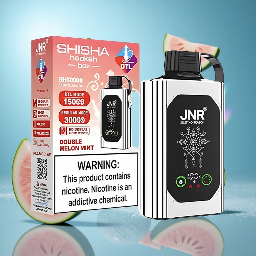 JNR Shisha Hookah Box 20500 Puffs Dubbel Melon Mint HD-display Typ-C Snabbladdning partihandel Sverige