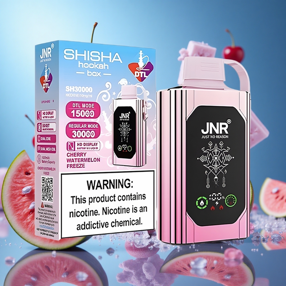 JNR Shisha Hookah Box 20500 Puffs HD-skärm Typ-C Snabbladdning Körsbär Vattenmelon Fryst partihandel Sverige