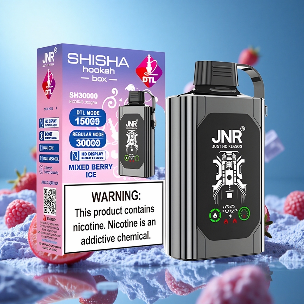 JNR Shisha Hookah Box 20500 Puffs HD-skärm Typ-C Snabbladdning Mixed Berry Is partihandel Sverige