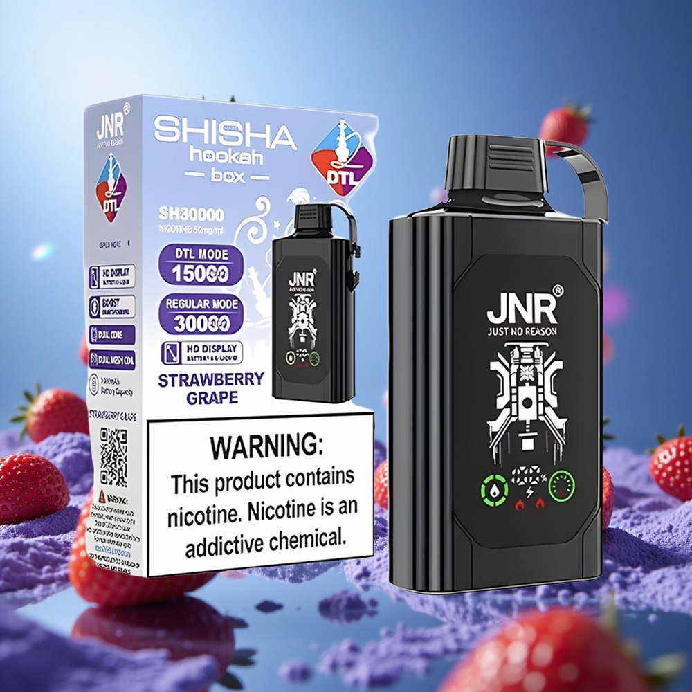 JNR Shisha Hookah Box 20500 Puffs Jordgubb Druva HD-skärm Typ-C Snabbladdning partihandel Sverige