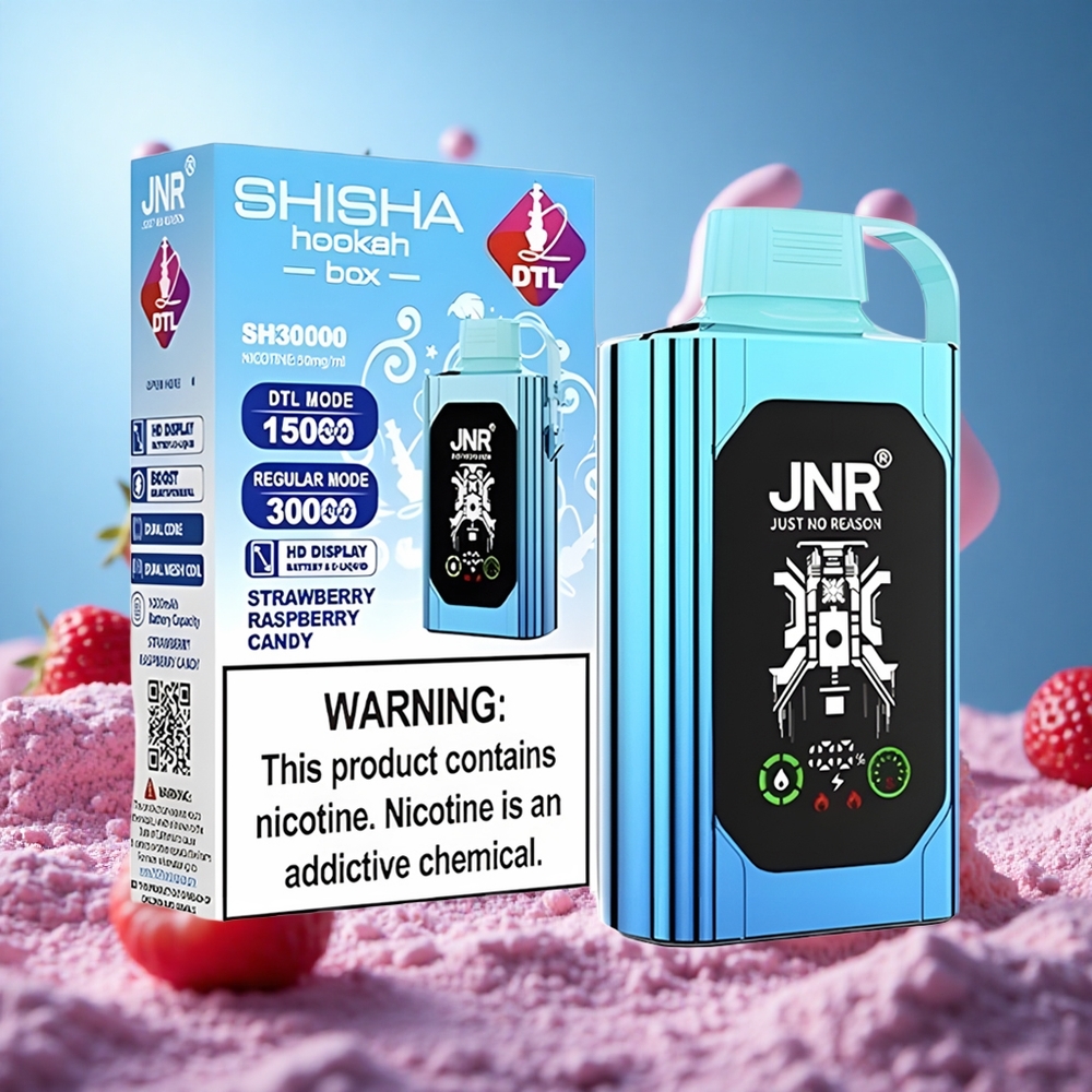JNR Shisha Hookah Box 20500 Puffs Jordgubb Hallon Godis HD-display Typ-C Snabbladdning partihandel Sverige