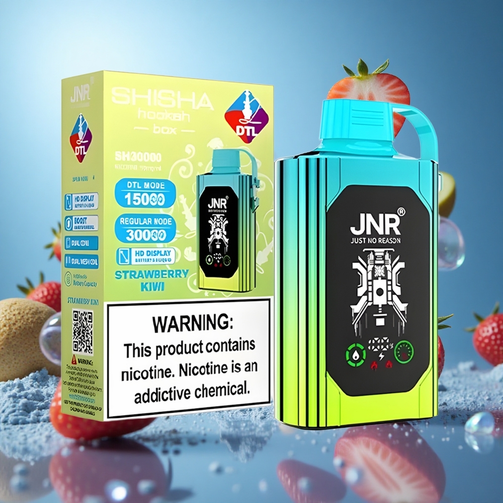 JNR Shisha Hookah Box 20500 Puffs Jordgubbe Kiwi HD-skärm Typ-C Snabbuppladdning partihandel Sverige
